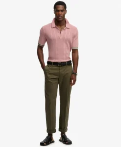 Knitted Texture Short Sleeve Polo Shirt