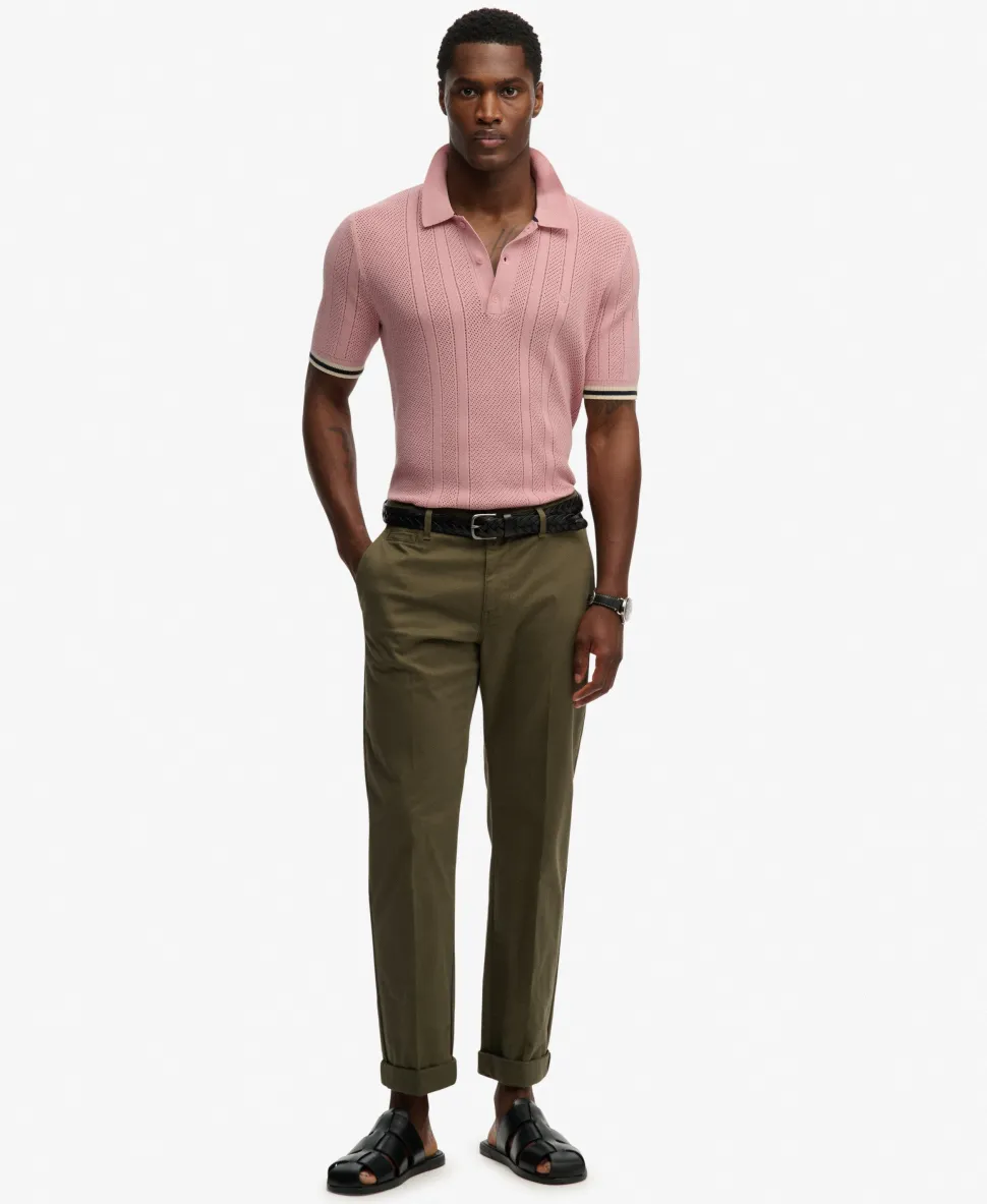 Knitted Texture Short Sleeve Polo Shirt