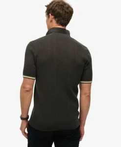 Knitted Texture Short Sleeve Polo Shirt