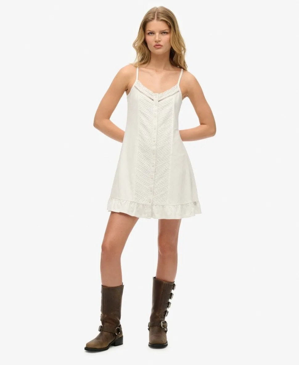 Lace Button Through Cami Dress
