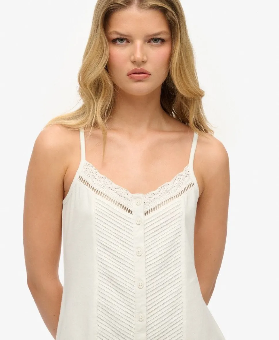 Lace Button Through Cami Dress