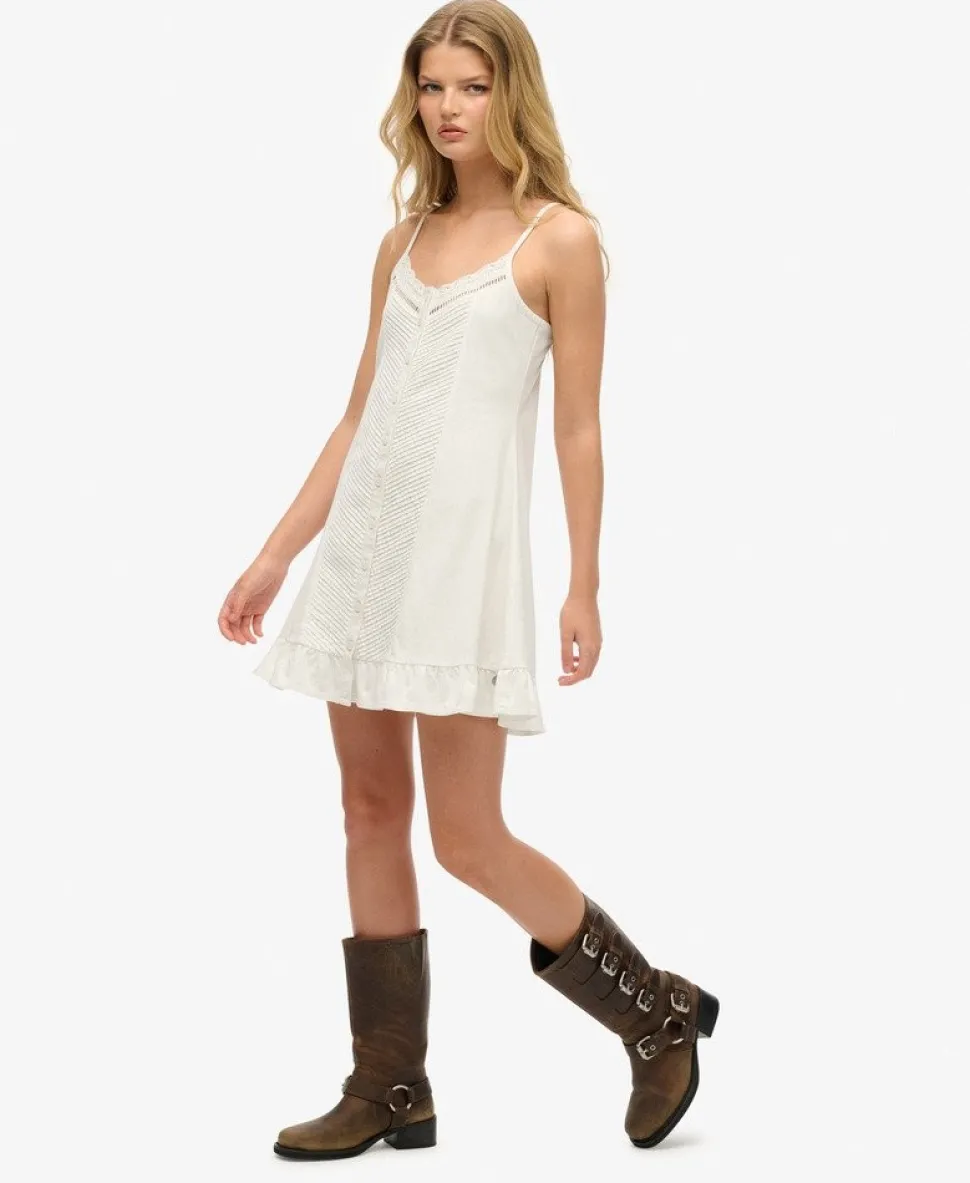 Lace Button Through Cami Dress