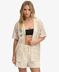 Lace Patchwork Beach Resort Shirt