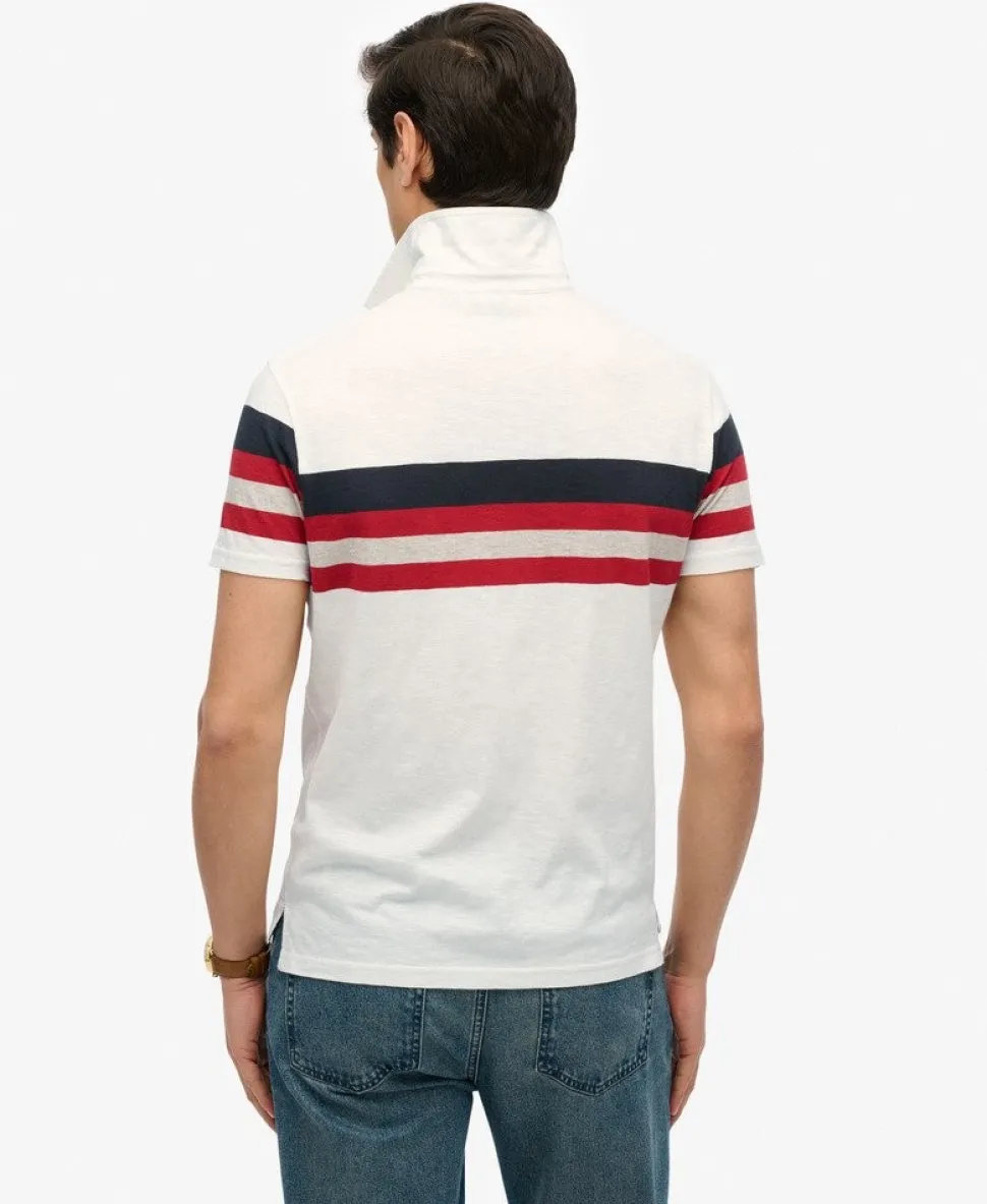 Lightweight Stripe Jersey Polo Top