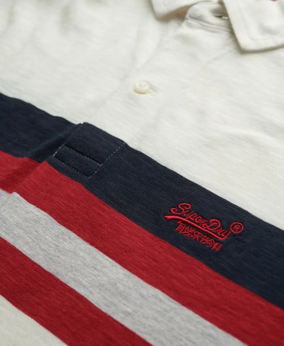 Lightweight Stripe Jersey Polo Top