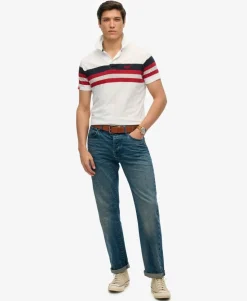 Lightweight Stripe Jersey Polo Top