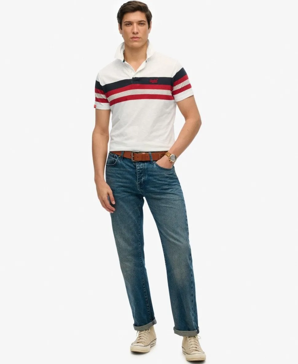 Lightweight Stripe Jersey Polo Top