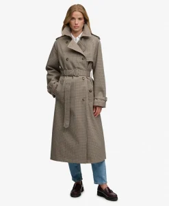 Micro Check Trench Coat