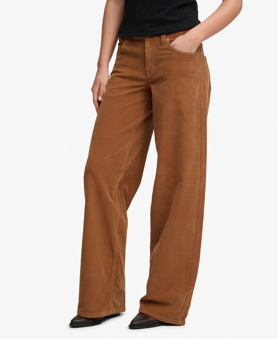 Mid Rise Baggy Corduroy Trousers