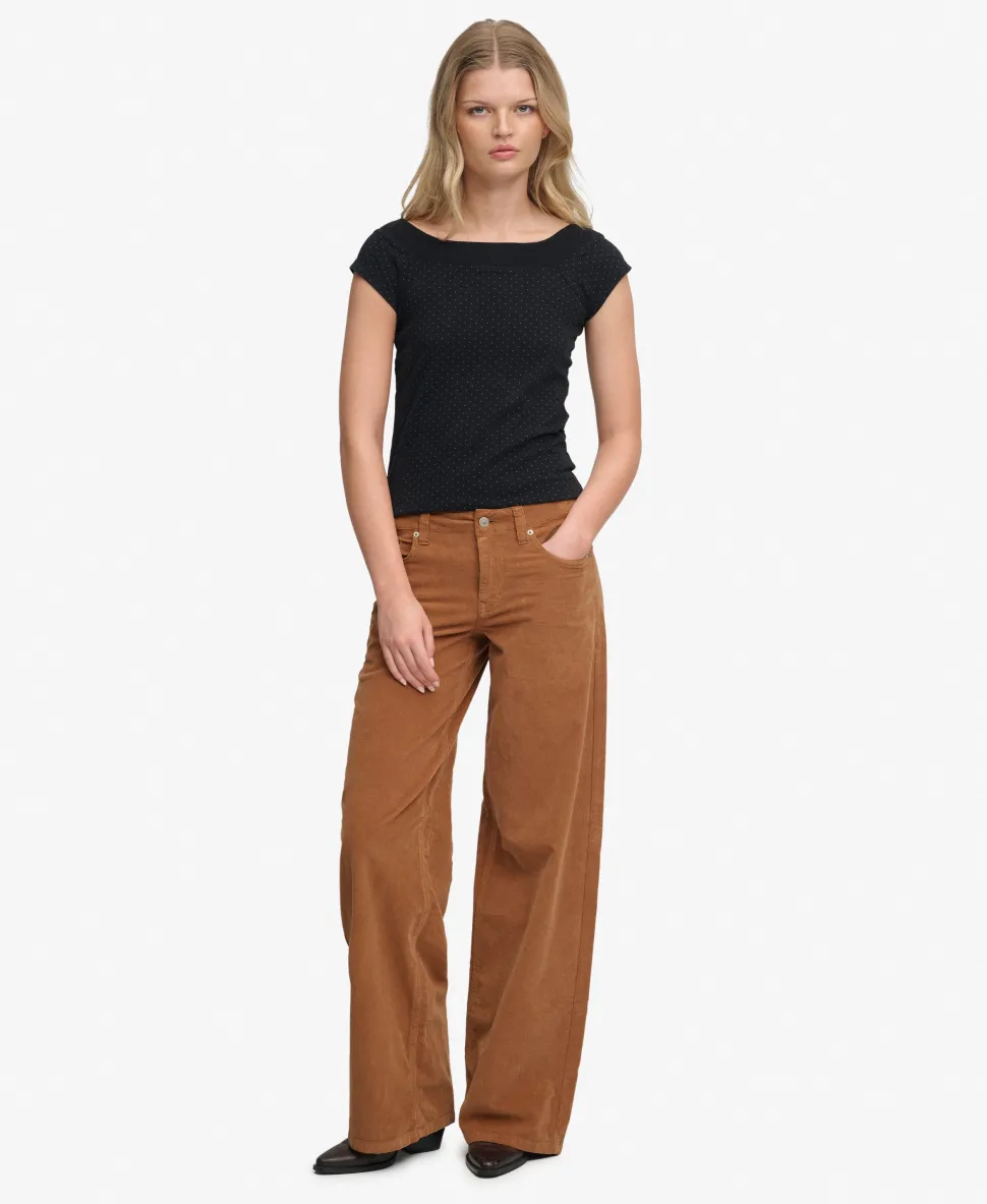 Mid Rise Baggy Corduroy Trousers