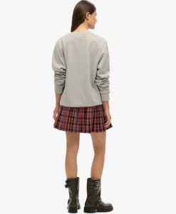 Mid Rise Check Mini Skirt