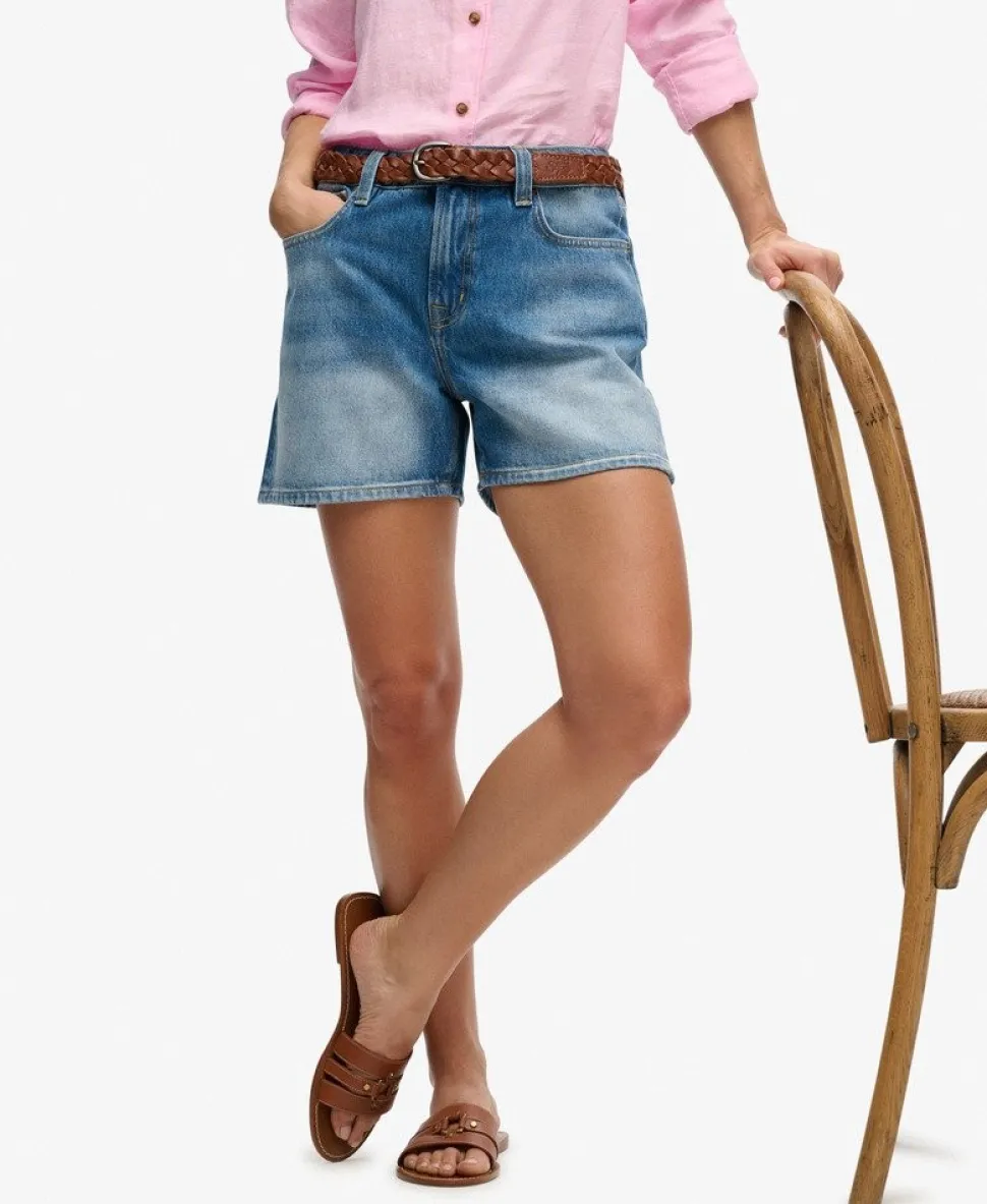 Mid Rise Denim Shorts