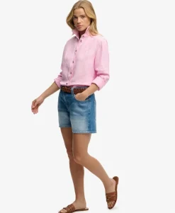 Mid Rise Denim Shorts