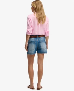 Mid Rise Denim Shorts