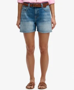 Mid Rise Denim Shorts