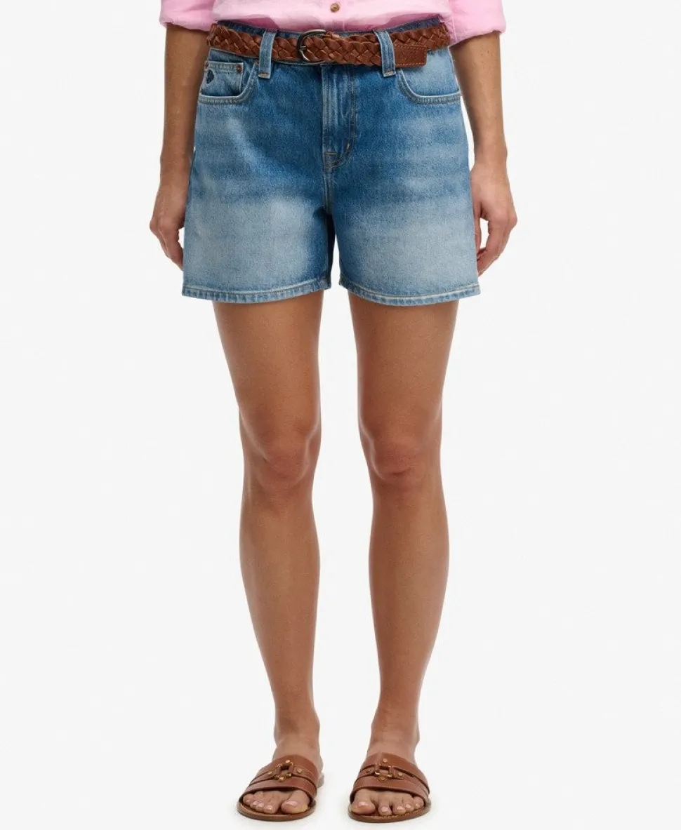 Mid Rise Denim Shorts