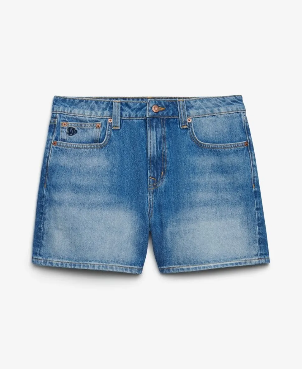 Mid Rise Denim Shorts