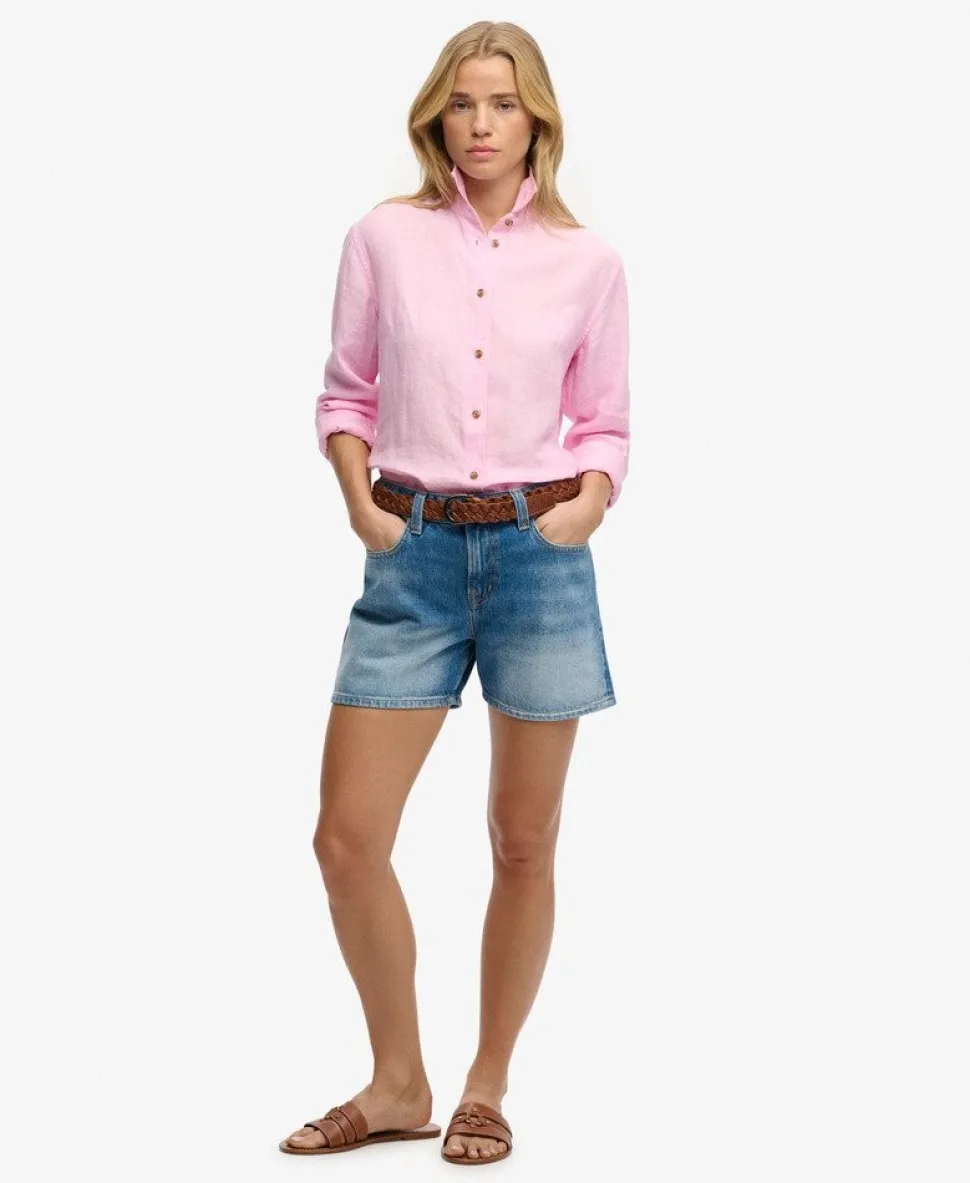 Mid Rise Denim Shorts