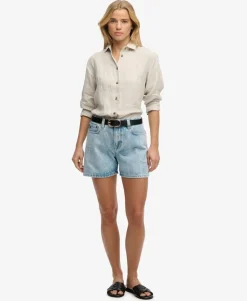Mid Rise Denim Shorts
