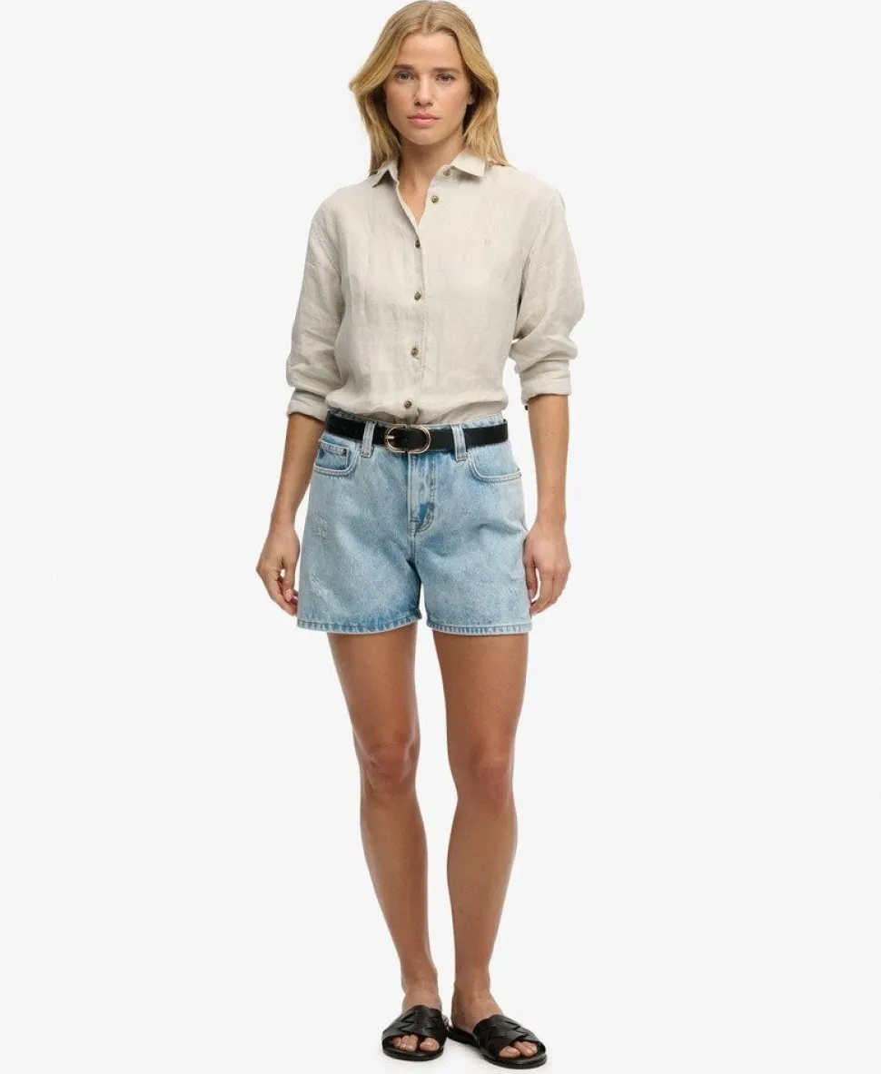 Mid Rise Denim Shorts