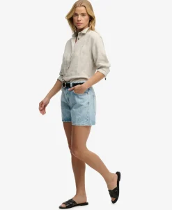 Mid Rise Denim Shorts