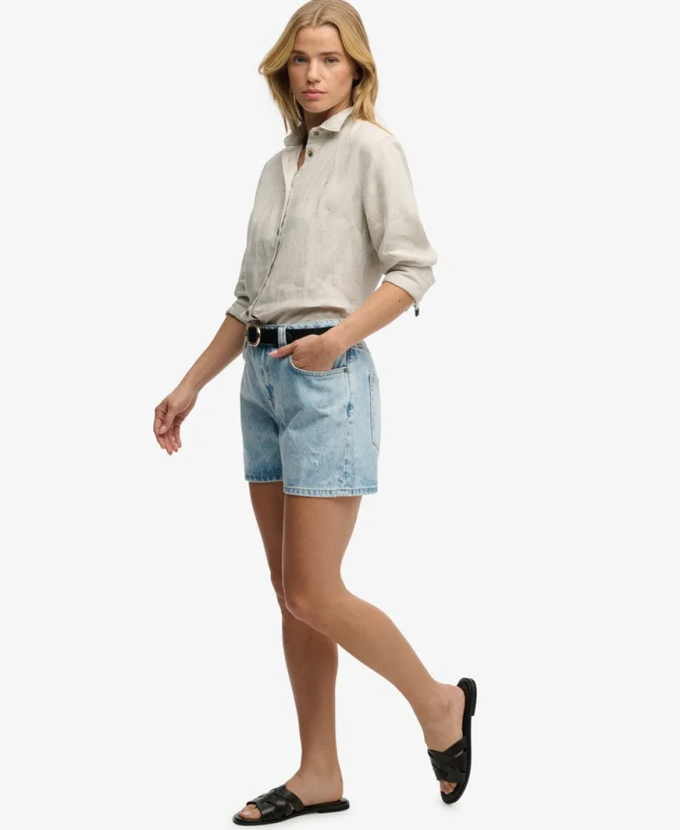 Mid Rise Denim Shorts
