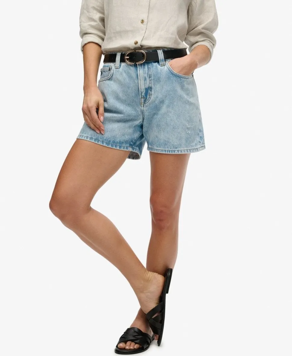 Mid Rise Denim Shorts