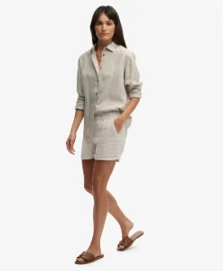 Mid Rise Linen Shorts