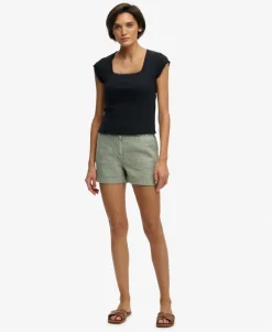 Mid Rise Linen Shorts