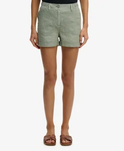 Mid Rise Linen Shorts