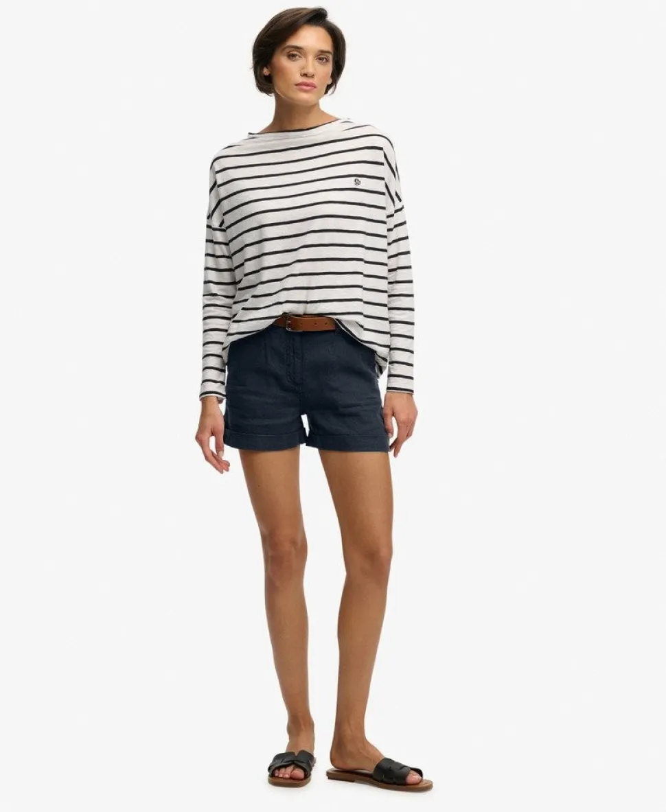 Mid Rise Linen Shorts