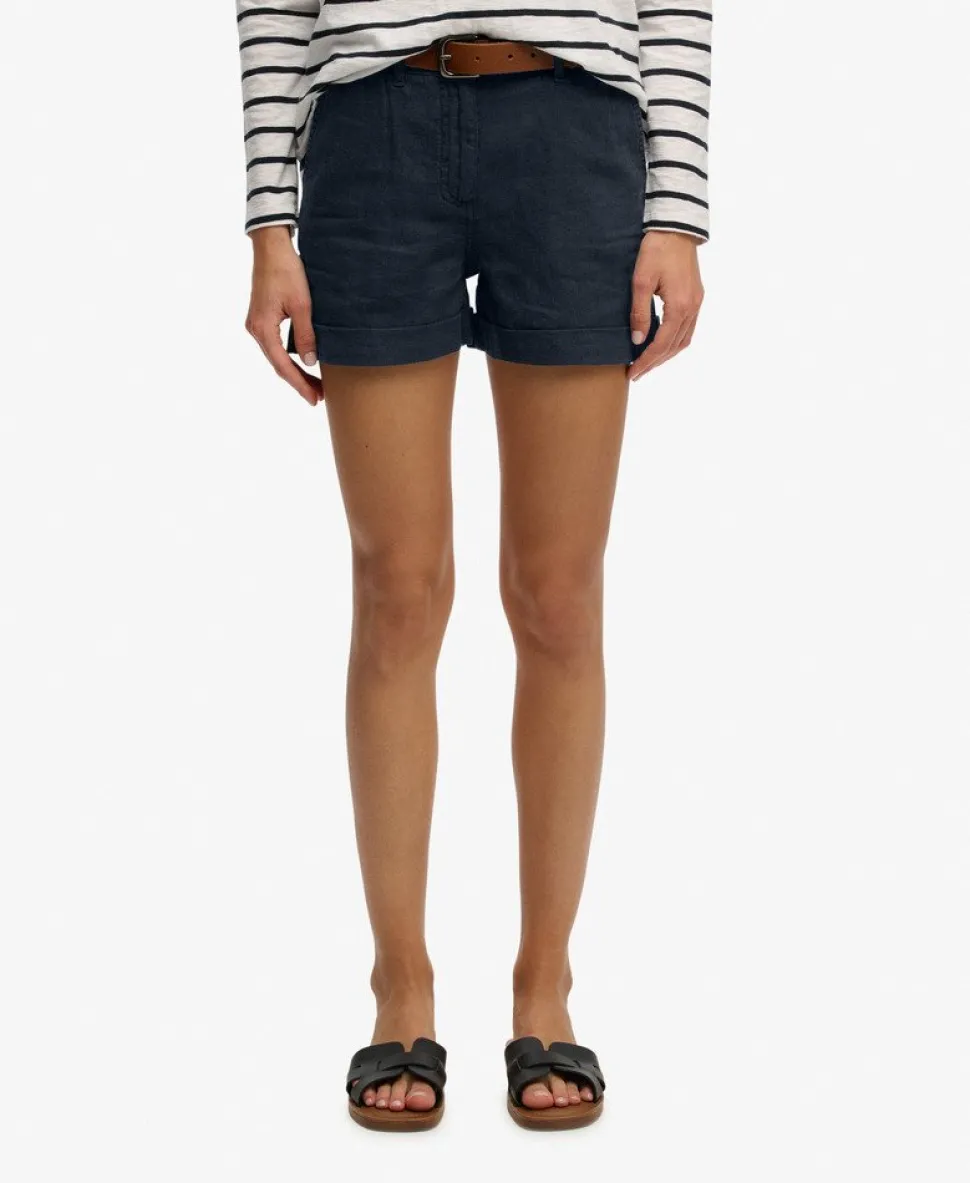 Mid Rise Linen Shorts