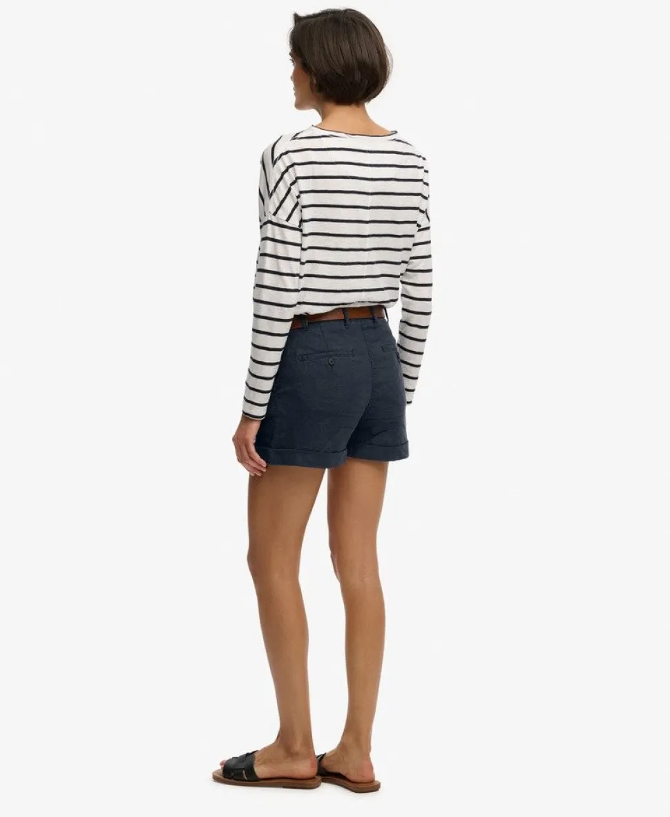 Mid Rise Linen Shorts
