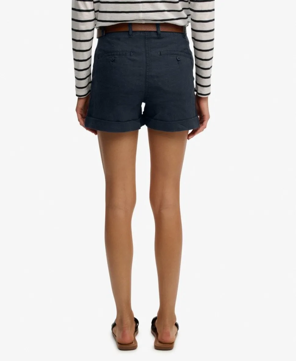 Mid Rise Linen Shorts