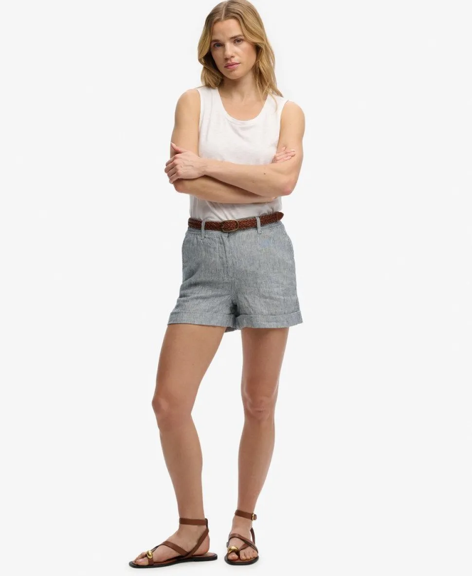Mid Rise Linen Shorts