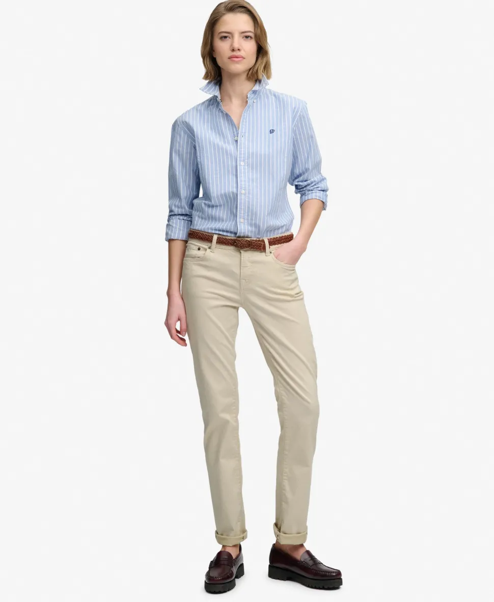 Mid Rise Slim Sateen Pants