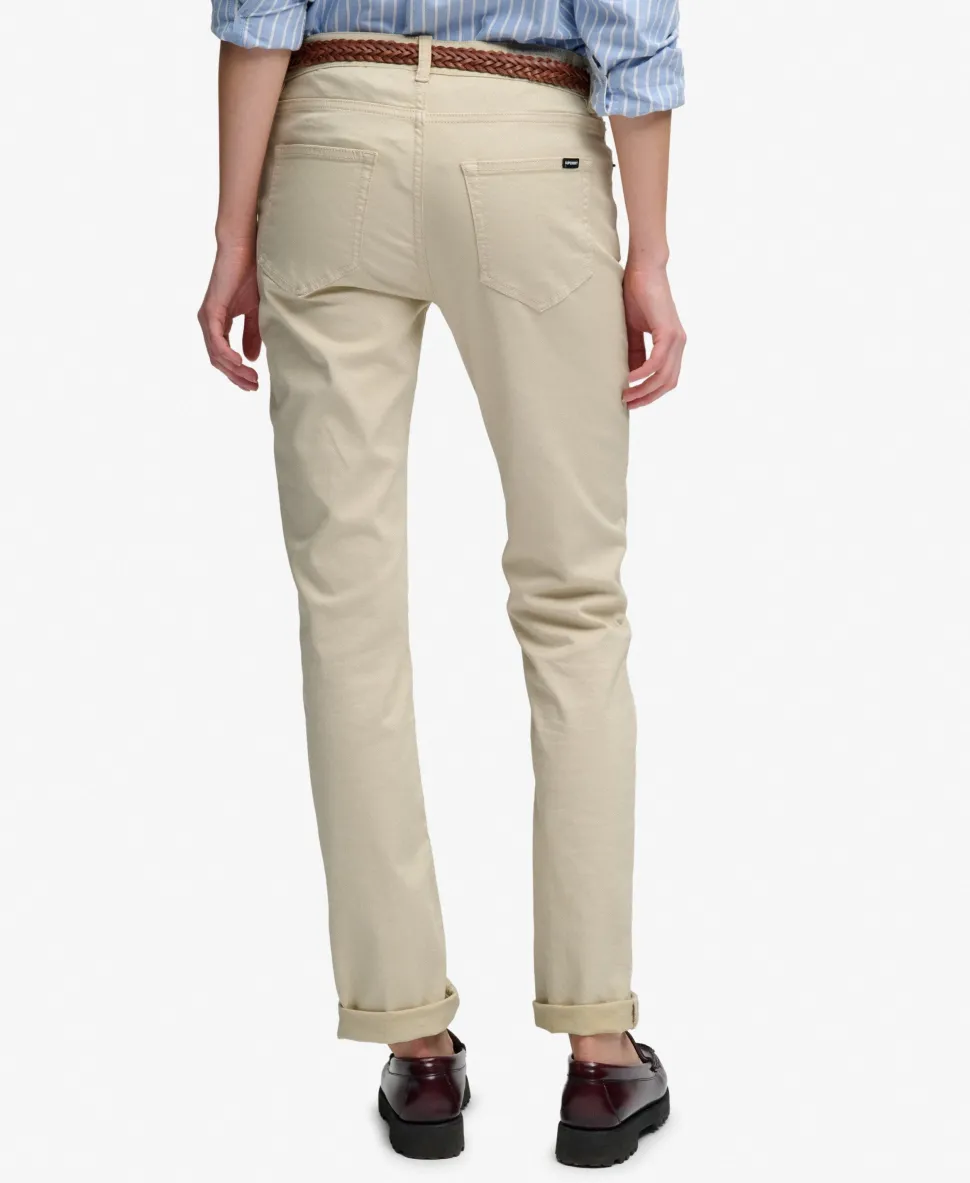 Mid Rise Slim Sateen Pants