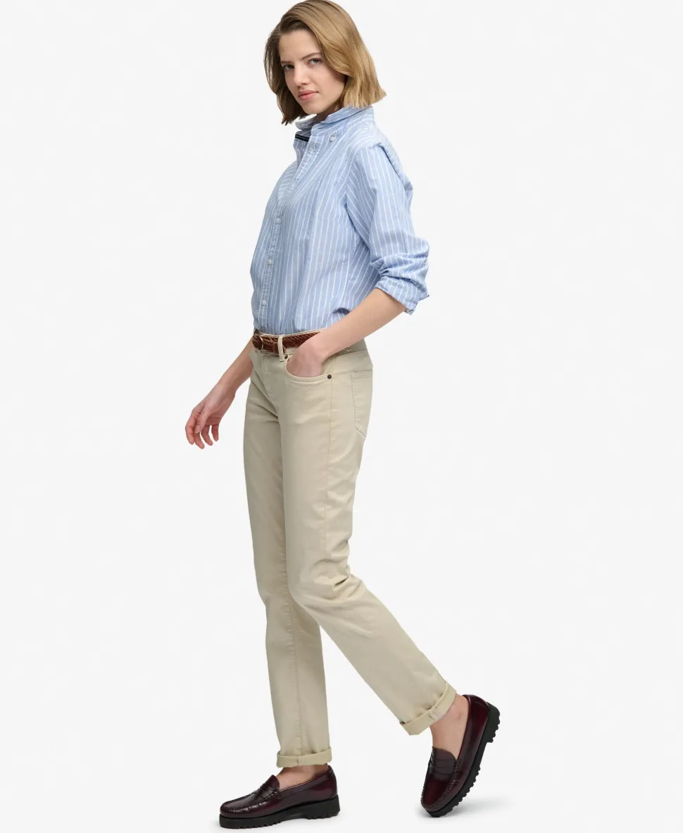 Mid Rise Slim Sateen Pants