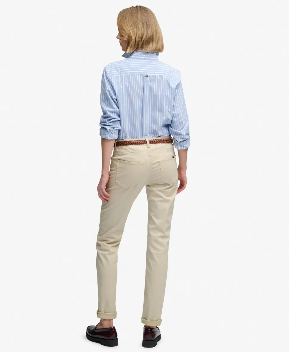 Mid Rise Slim Sateen Pants