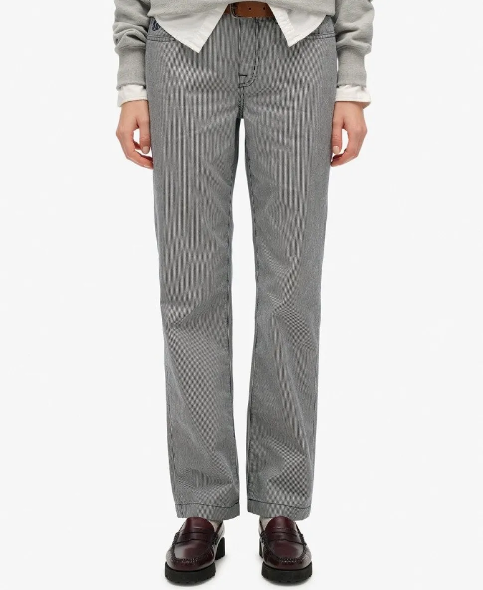 Mid Rise Straight Stripe Pants