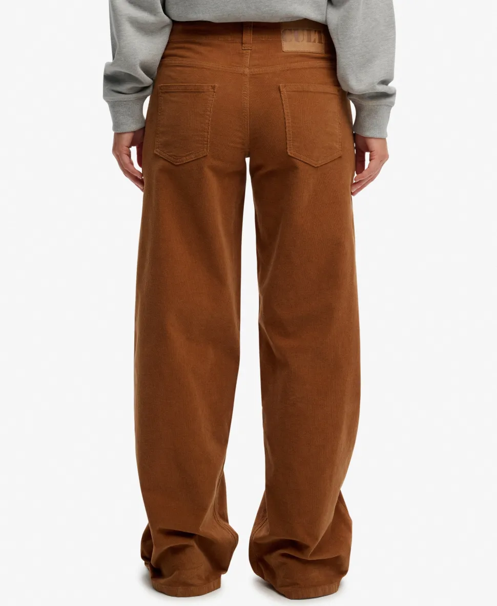 Mid Waist Baggy Mini Cord Pants