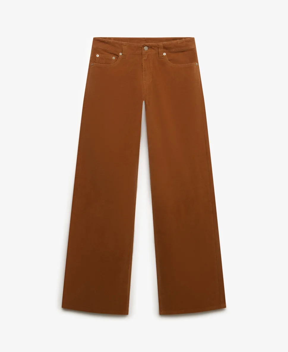 Mid Waist Baggy Mini Cord Pants
