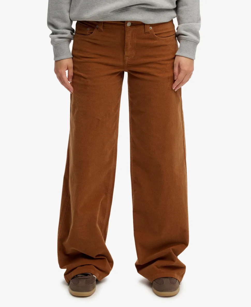 Mid Waist Baggy Mini Cord Pants