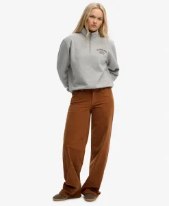 Mid Waist Baggy Mini Cord Pants