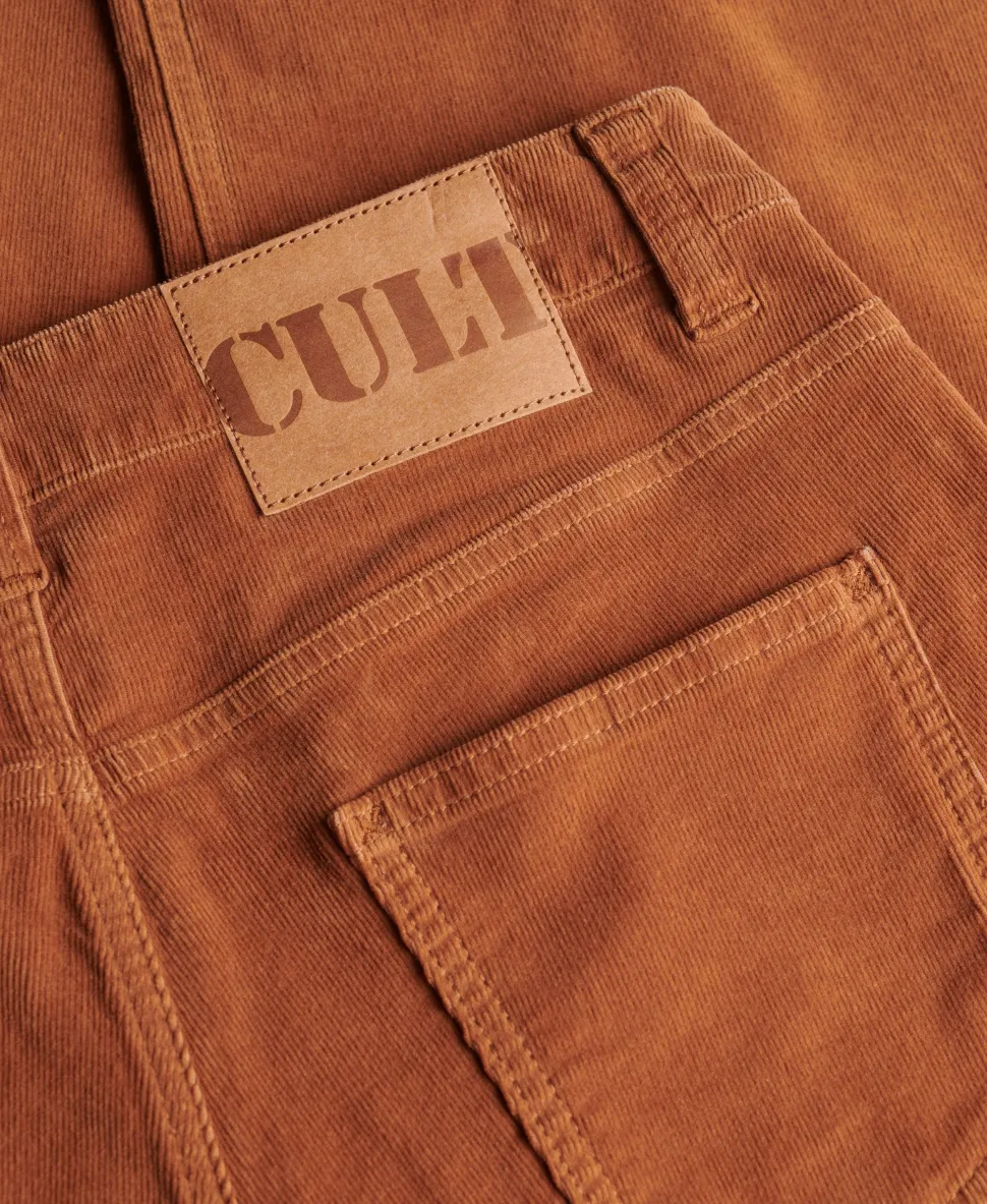 Mid Waist Baggy Mini Cord Pants