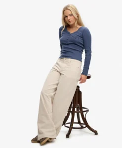 Mid Waist Baggy Mini Cord Pants