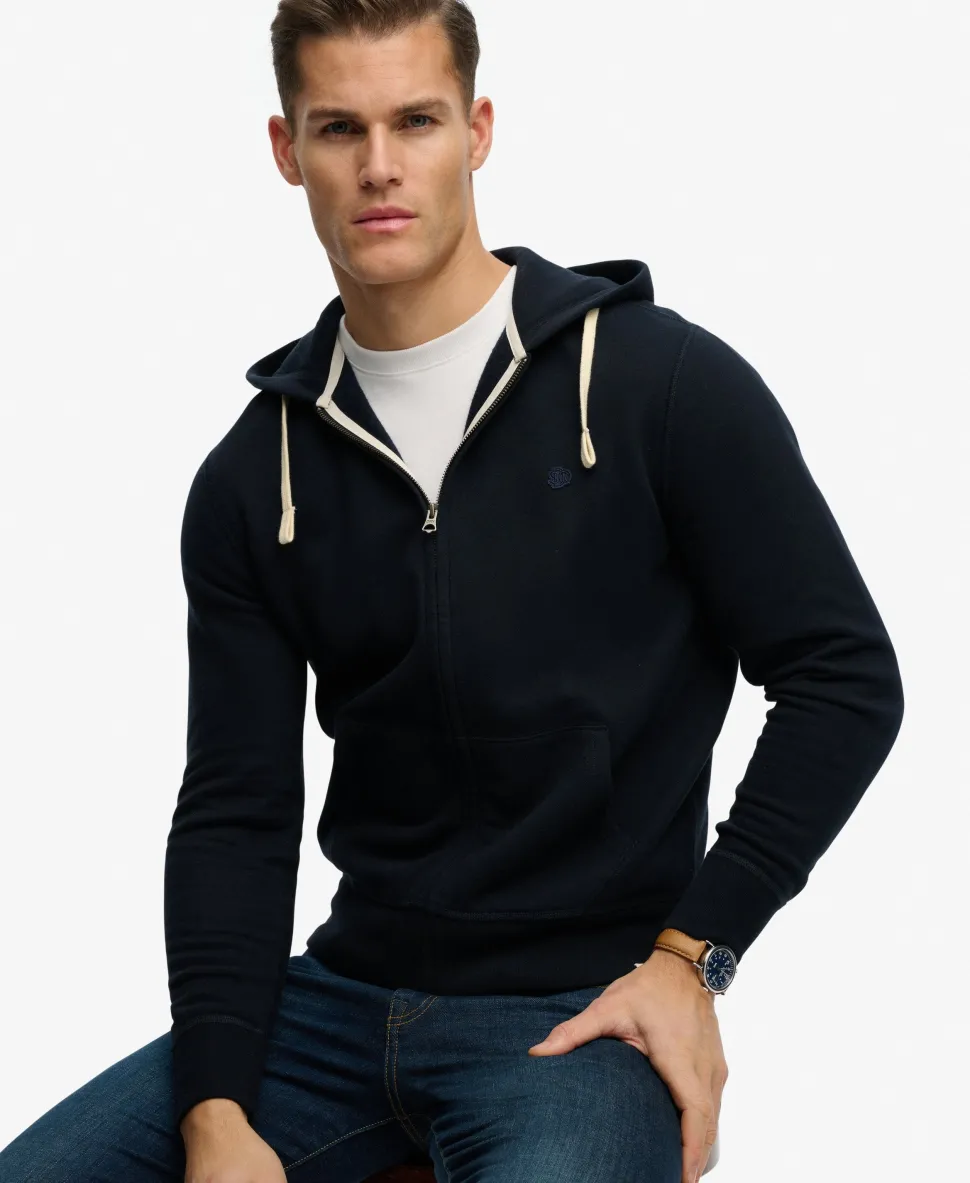 Monogram Embroidered Zip Hoodie