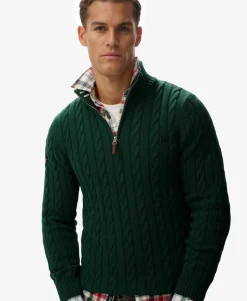 Organic Cotton Classic Cable Half-Zip Jumper