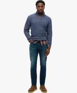 Organic Cotton Classic Cable Half-Zip Jumper