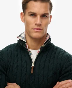 Organic Cotton Classic Cable Half-Zip Jumper